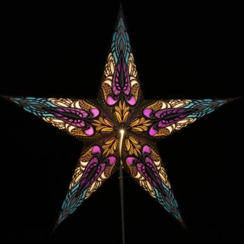 Peacock silber  - Faltbarer Leuchtstern, Weihnachtsstern aus Papier mit 5 Zacken, 60 cm